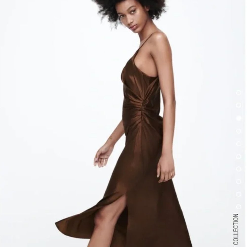 Zara Satin Effect Midi Dress